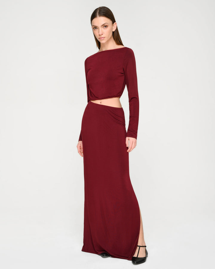 Piping Detail Open-Back Dress