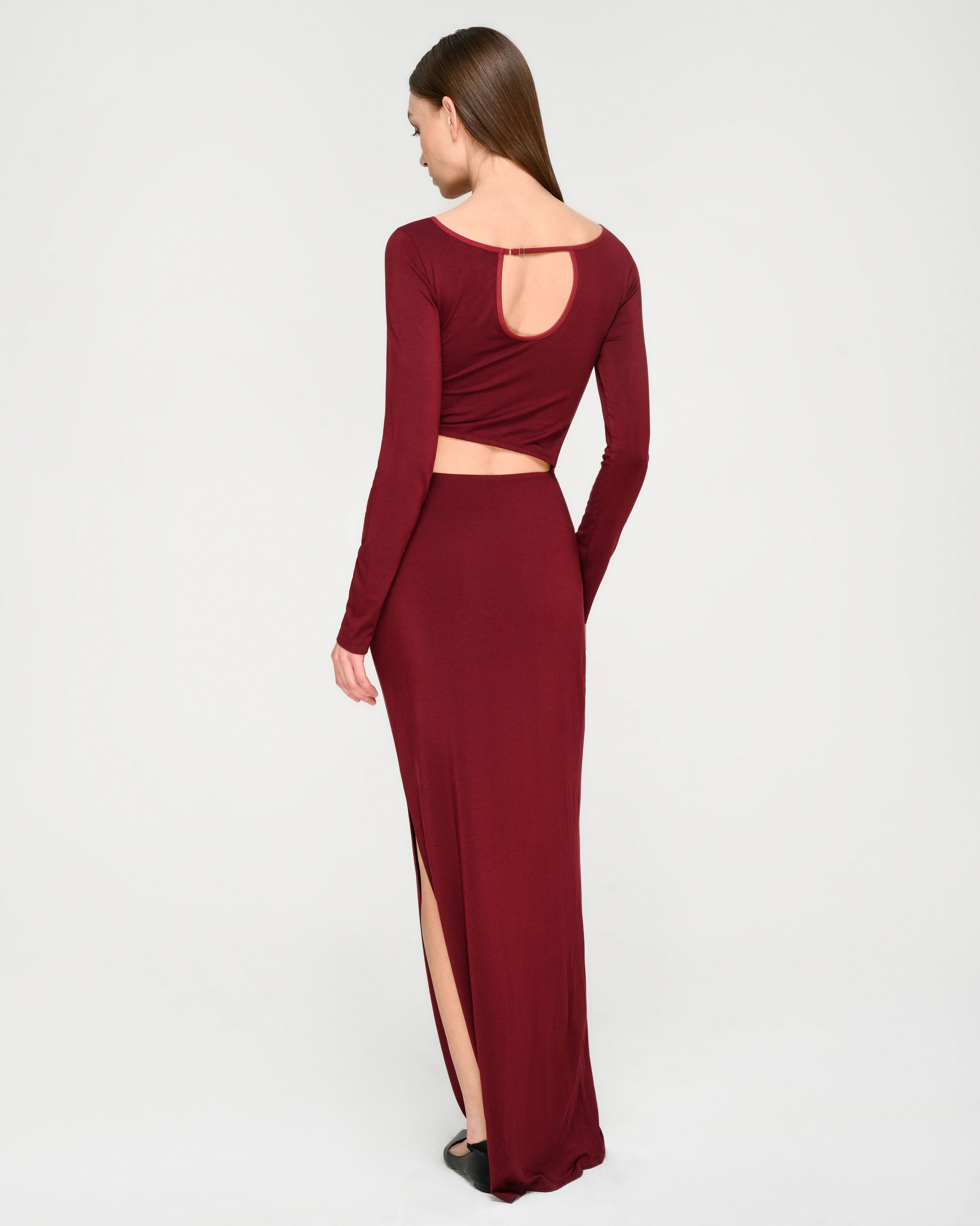 Collagen Piping Detail Open-Back Dress – determ;