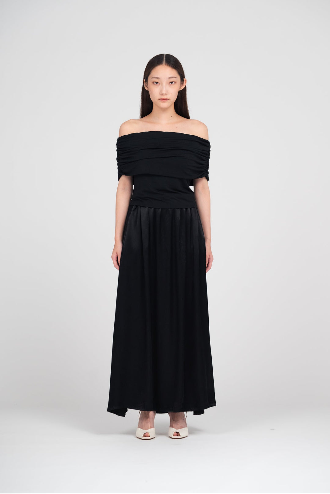 Collagen Satin Gathered Skirt
