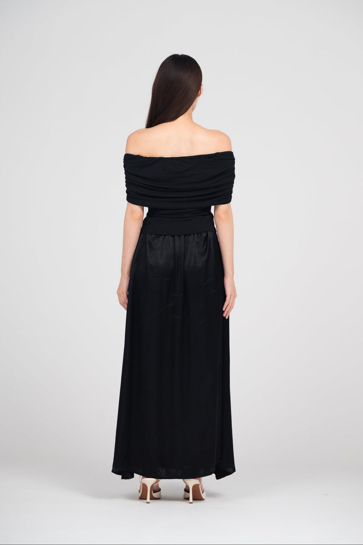 Collagen Satin Gathered Skirt