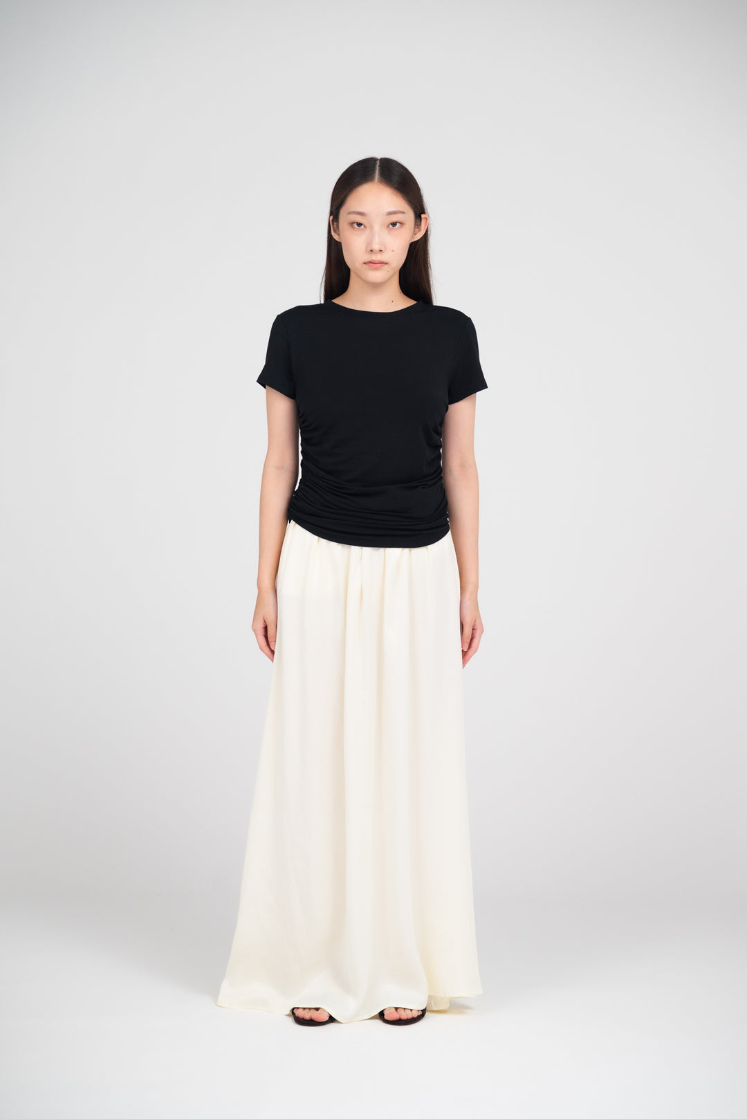 Collagen Satin Gathered Skirt