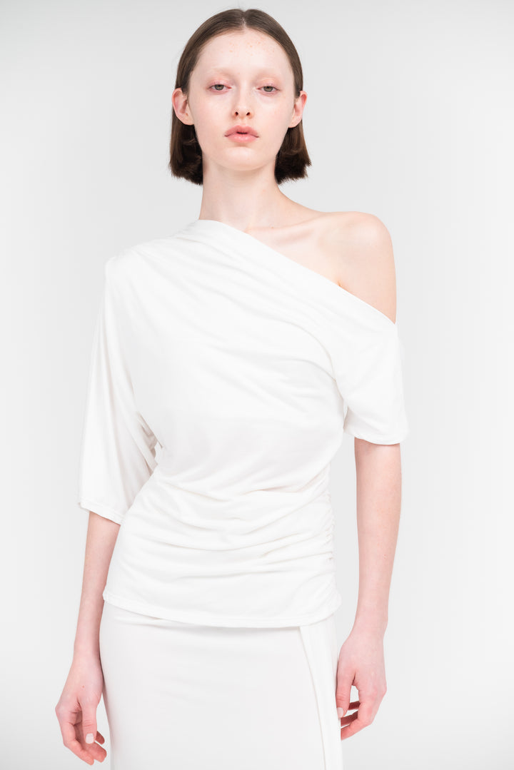 Collagen Off-Shoulder Draped Top