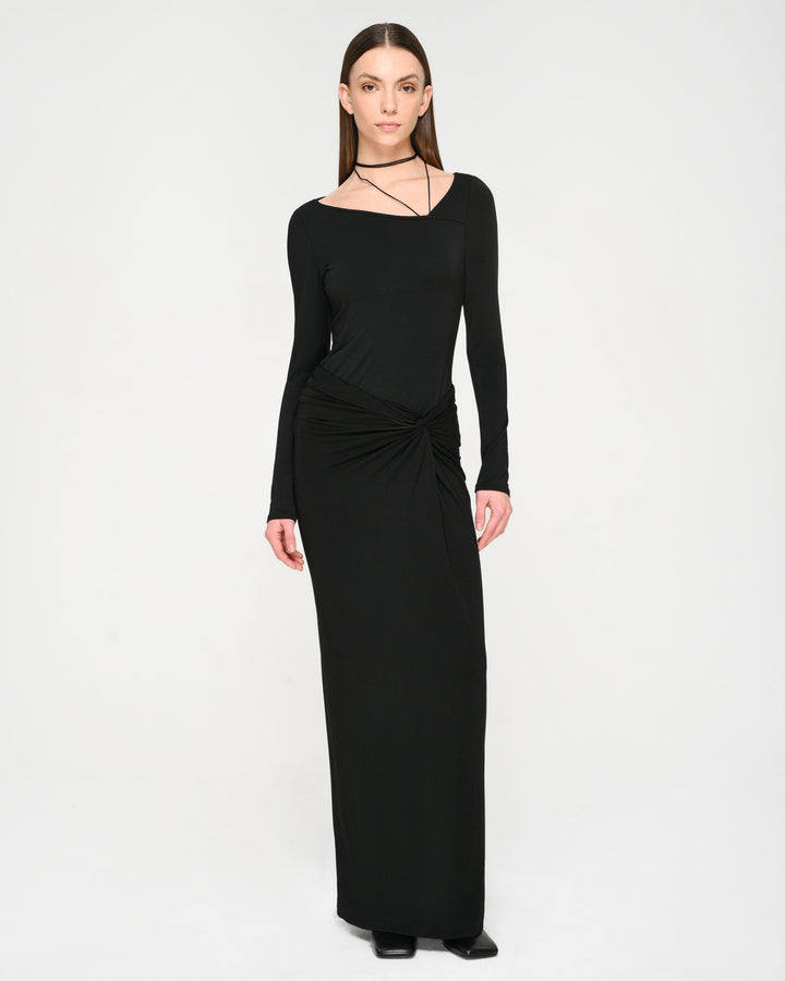 Collagen Asymmetrical Long-Sleeve Top with String