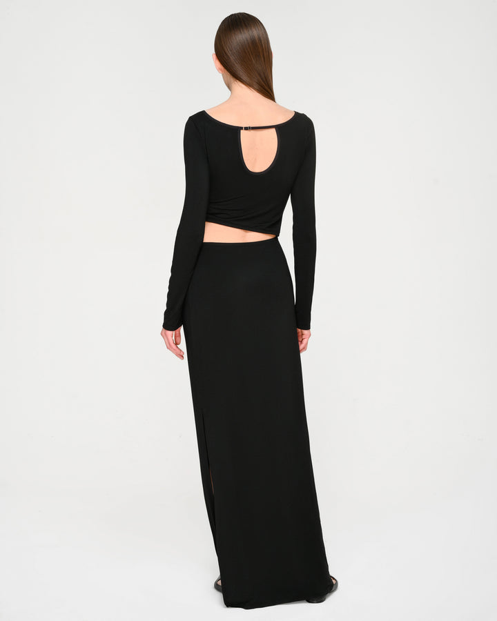 Piping Detail Open-Back Dress