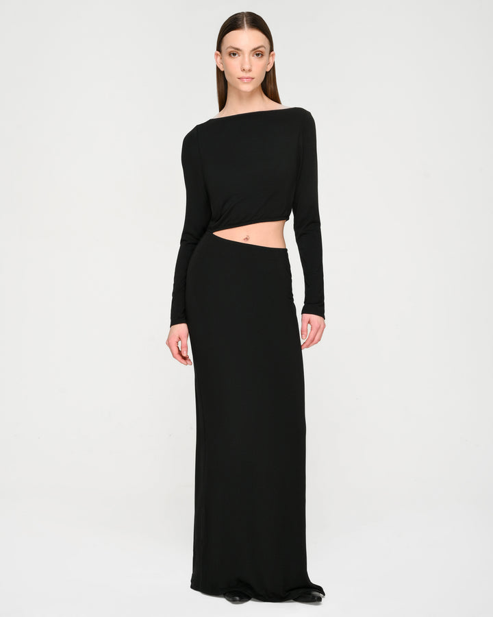 Piping Detail Open-Back Dress