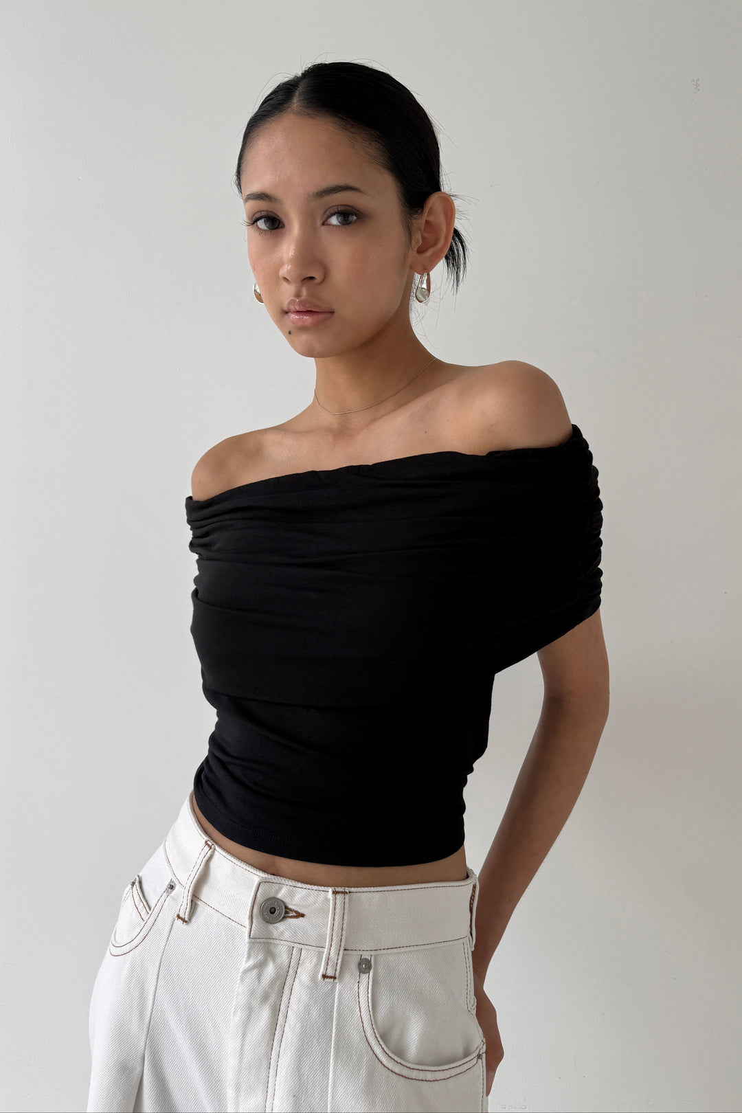 Collagen Gathered Off-Shoulder Top