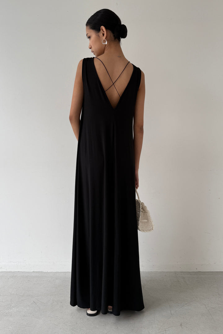 Collagen V-Back Flared Dress