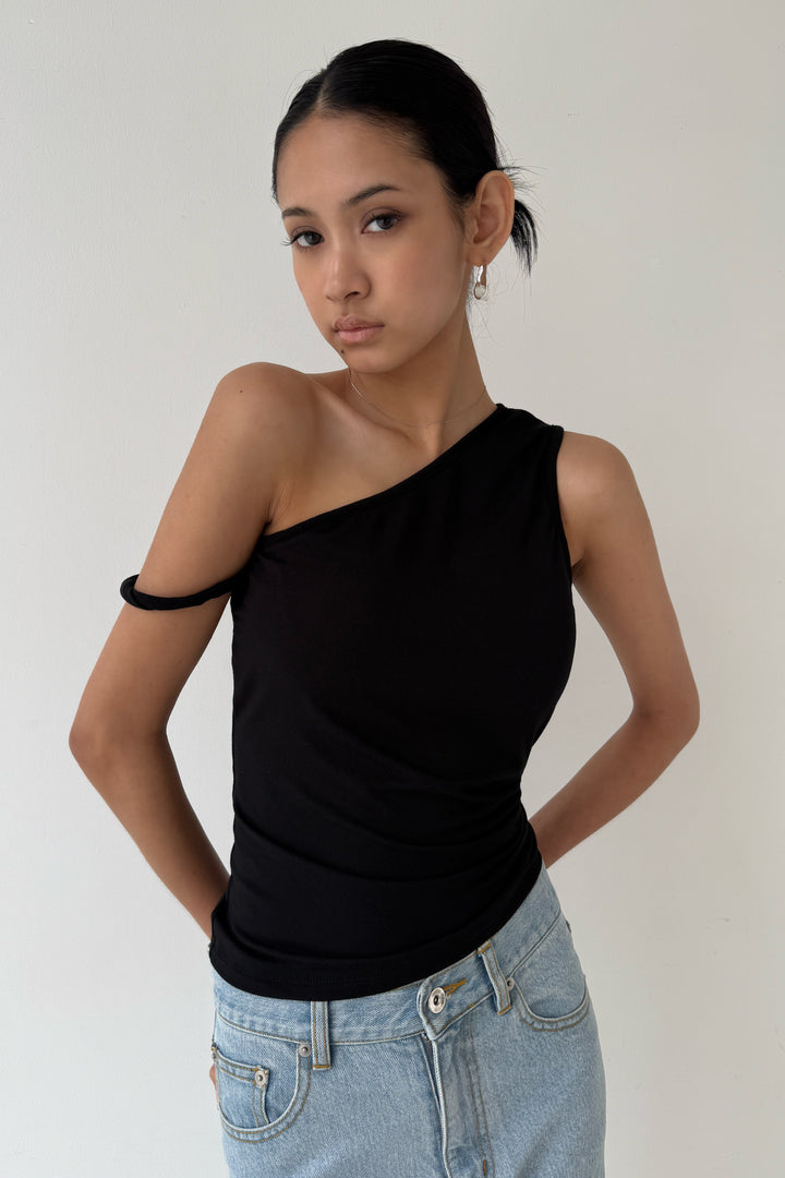 Collagen One Shoulder Rope Tank Top