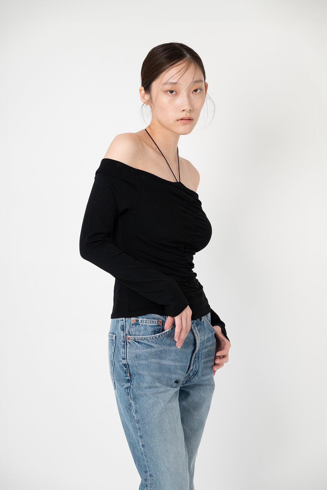 Gathered Off-shoulder Top