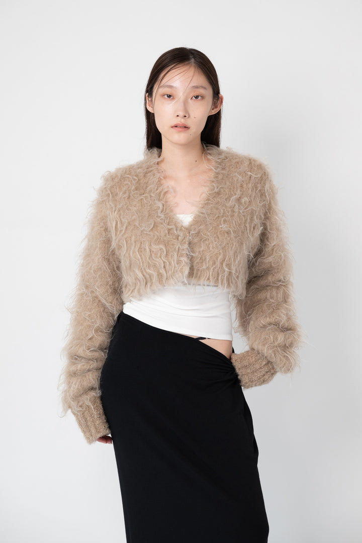 Cropped Shaggy Cardigan