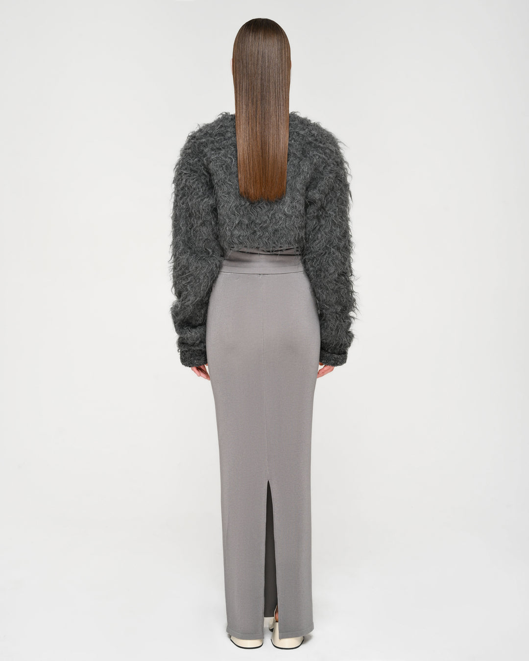 Cropped Shaggy Knit Cardigan – determ; - Main Image