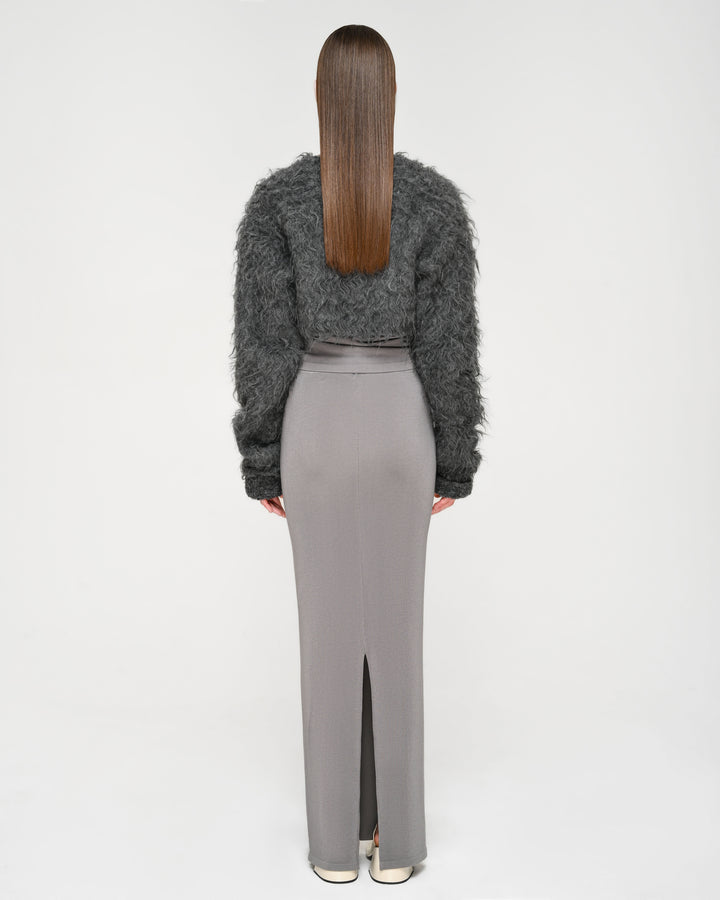 Cropped Shaggy Knit Cardigan